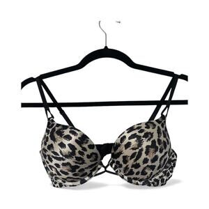 Victoria’s Secret Bombshell Miraculous Plunge PushUp Bra Size 34B Animal Leopard